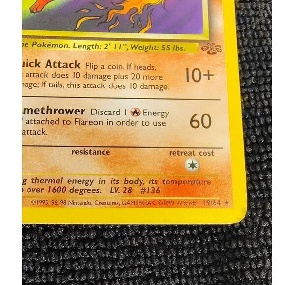 Pokémon Flareon Jungle Regular Stage 1 Card Game 19/64 Collector Edition - Picture 3 of 7